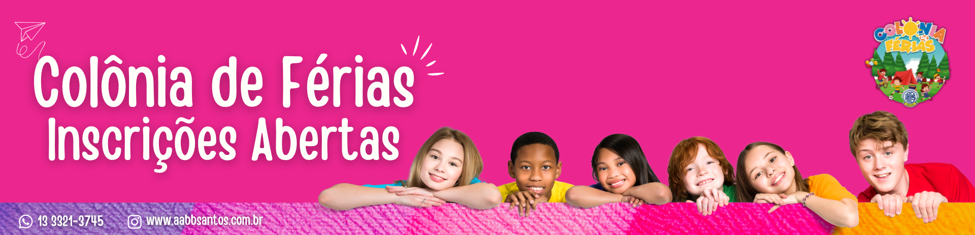 Banner colonia inscrições abertas