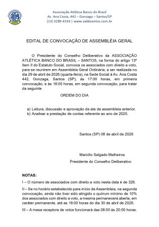 EDITAL DE CONVOCAÇÃO DE ASSEMBLÉIA GERAL